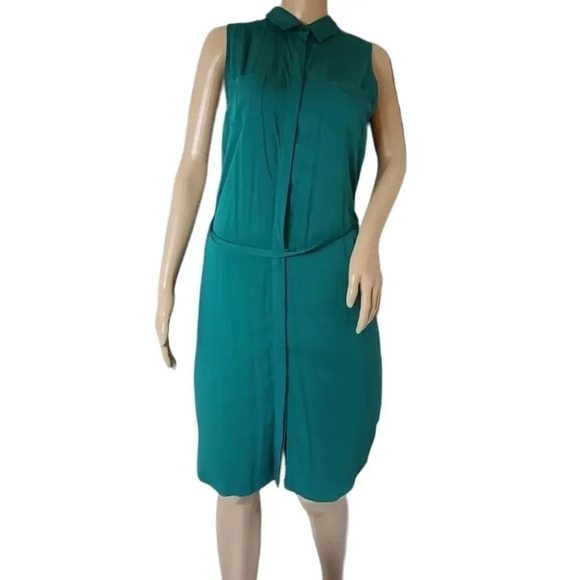 Naked Zebra teal button down collared dress - Picture 1 of 5